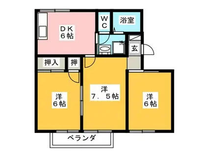 ロイヤル浜之郷(3DK/1階)の間取り写真