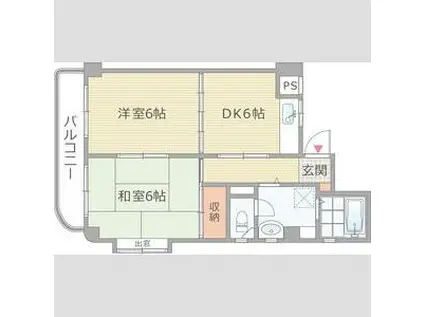 ザ・シティ塚口(2DK/3階)の間取り写真