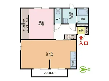 プレヴ・ナンス A(1LDK/1階)の間取り写真