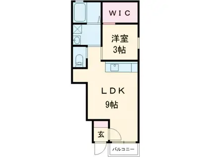 近鉄名古屋線 高田本山駅 徒歩9分 2階建 築8年(1LDK/1階)の間取り写真