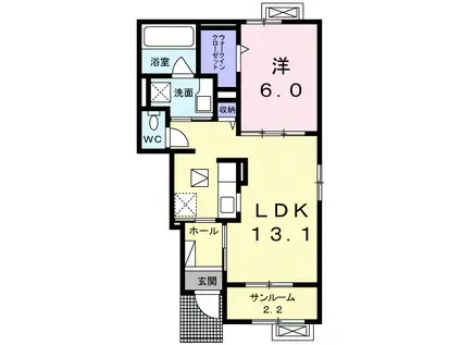 エセックス 西苑 II(1LDK/1階)の間取り写真