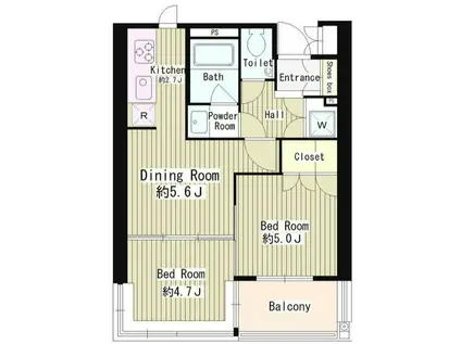 MMガーデン(2DK/4階)の間取り写真