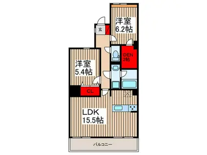 セレーノ大宮E棟(2LDK/6階)の間取り写真
