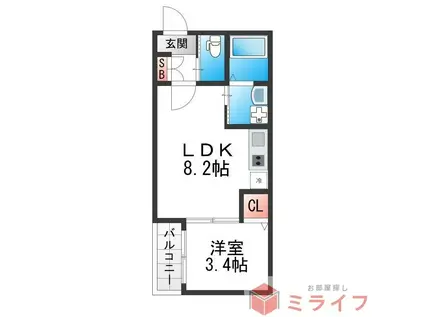 H-MAISON衣摺II(1LDK/2階)の間取り写真