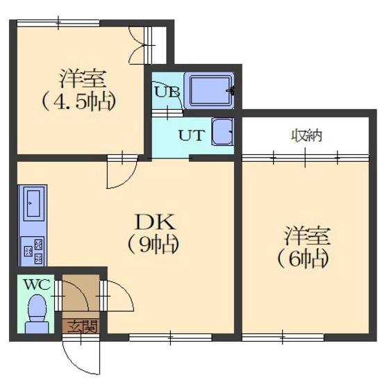 マイタウン日乃出(2DK/2階)の間取り写真