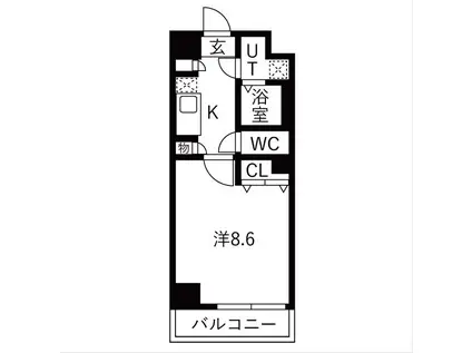 エグゼ大阪城東(1K/2階)の間取り写真