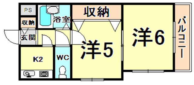 KSグランツ(2K/2階)の間取り写真