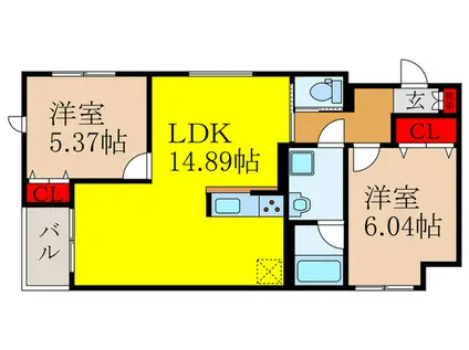 シェモア池田市豊島北(2LDK/1階)の間取り写真