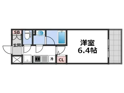 グランパシフィック巽中(1K/9階)の間取り写真