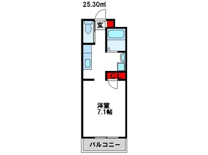 ピンズ土穴(1K/2階)の間取り写真