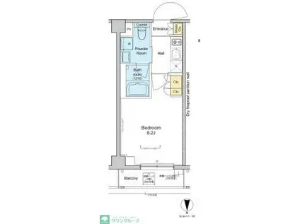 プラウドフラット品川大井町(1K/2階)の間取り写真