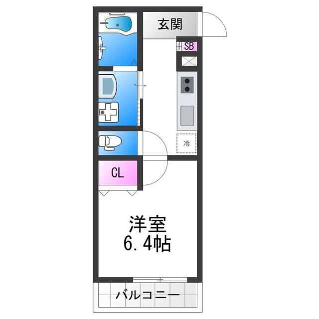 ALEGRIA平野本町II(1K/3階)の間取り写真