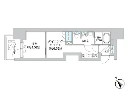 ルマ高輪(1DK/6階)の間取り写真