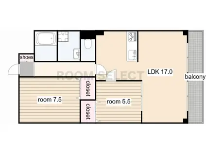 イナガキマンション(2LDK/3階)の間取り写真