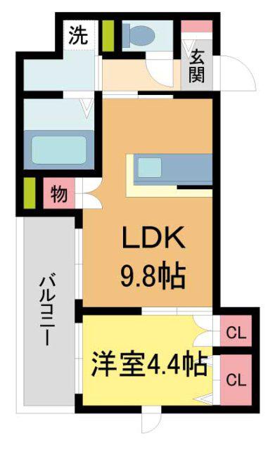 LA VITA西宮北口(1LDK/3階)の間取り写真