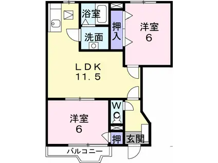 ロジュマンリーヴ(2LDK/1階)の間取り写真