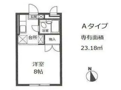 メゾンプラザ A棟(ワンルーム/1階)の間取り写真
