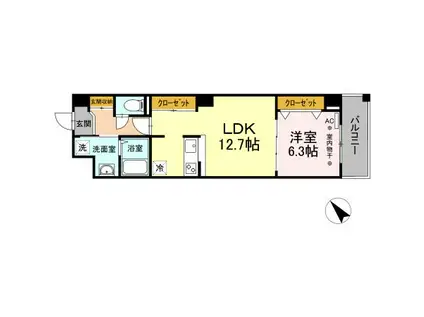 ノーブルヒルズ(1LDK/10階)の間取り写真