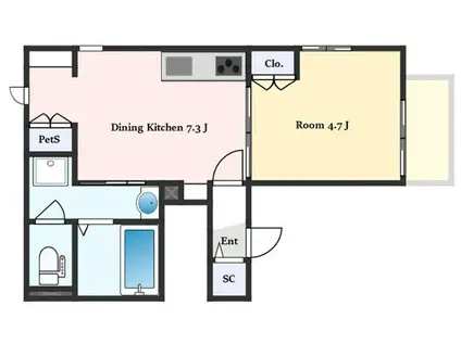 小山2丁目メゾン(1DK/2階)の間取り写真