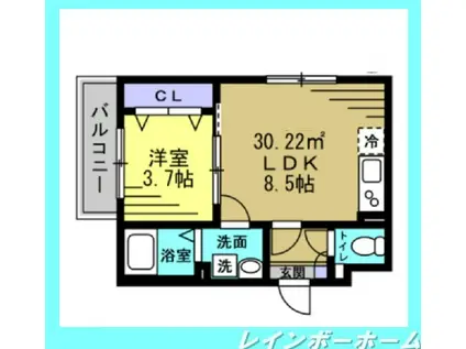 AJ南流山(1LDK/1階)の間取り写真