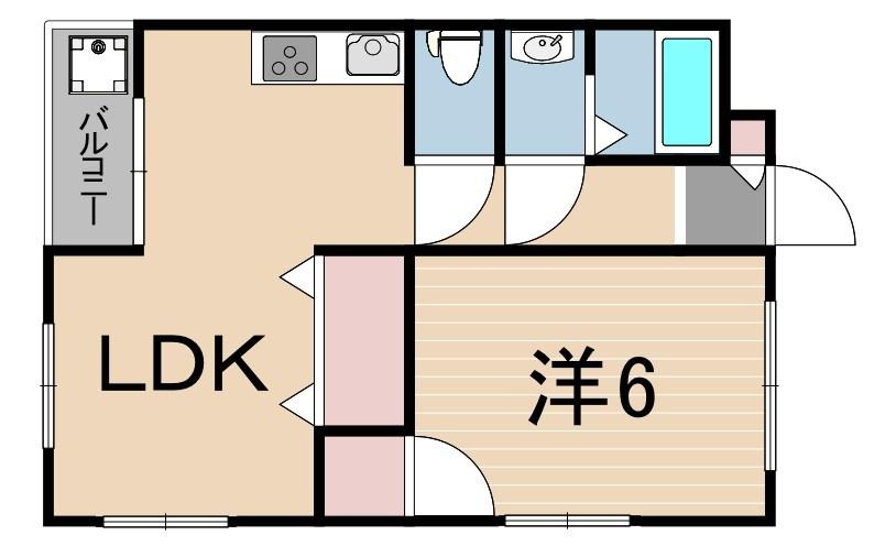 ハイツ安倉(1LDK/1階)の間取り写真