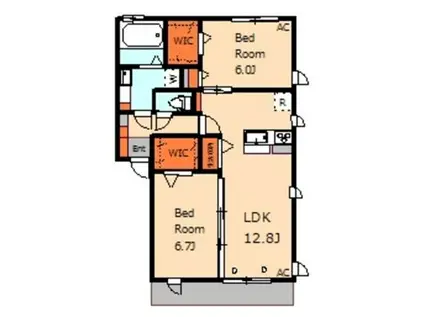 ボワ・ヴェール(2LDK/2階)の間取り写真