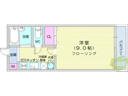 アメニティハイツK&K(1K/2階)の間取り写真