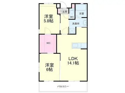 ルシェリア原島(2LDK/1階)の間取り写真