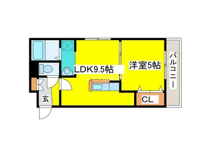 モノトニア(1LDK/2階)の間取り写真