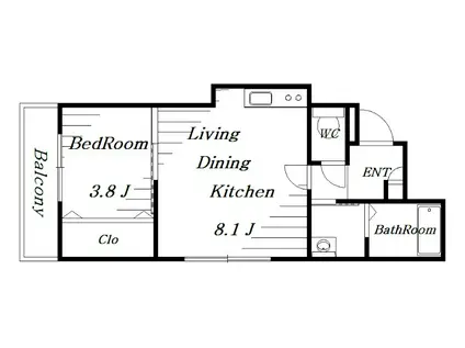 ECLAT蘇我(1LDK/1階)の間取り写真