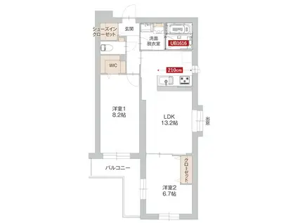 サン・ユイット(2LDK/4階)の間取り写真