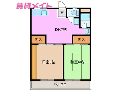 コーポ垂坂A(2DK/2階)の間取り写真