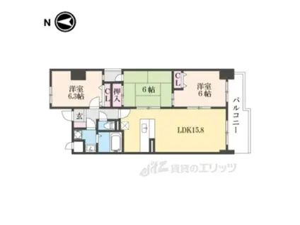 サウスGATE(3LDK/8階)の間取り写真