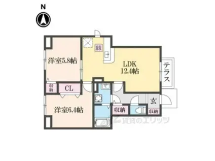 ユニメゾンH・M2(2LDK/1階)の間取り写真