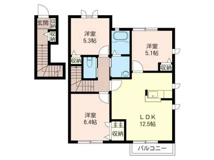 グリーンフィールド B棟(3LDK/2階)の間取り写真