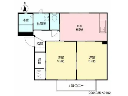 ANTYS A棟(2DK/1階)の間取り写真