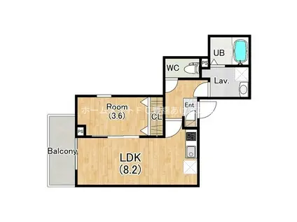 ジーメゾン名古屋豊橋(1LDK/2階)の間取り写真