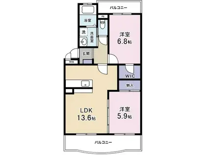 アンシャンテ(2LDK/2階)の間取り写真