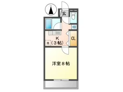 サンハイツ栗真(1K/3階)の間取り写真