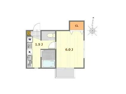 シャトーミレニア(1K/1階)の間取り写真