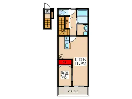 第4スカイヴィラ(1LDK/2階)の間取り写真
