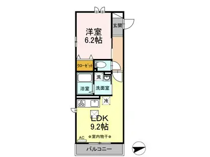 オリヴィア山手(1LDK/2階)の間取り写真