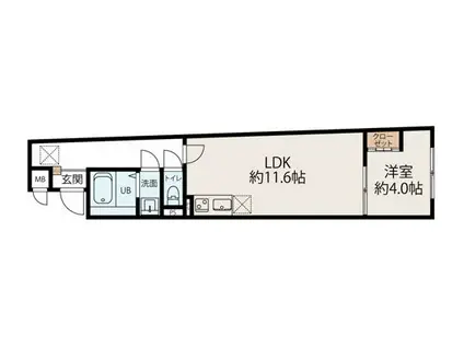 スカイヒルズ徳丸(1LDK/4階)の間取り写真
