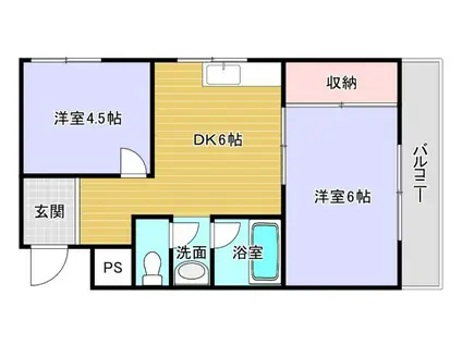 シャトーエメラルド(2DK/2階)の間取り写真