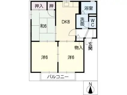 プリマリア南(3DK/2階)の間取り写真