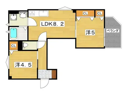 スリール明和I(2LDK/2階)の間取り写真