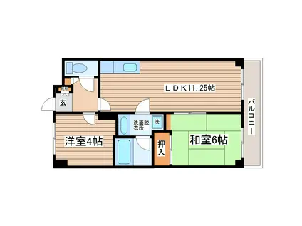 ダイアパレスグランテージ中央(2LDK/7階)の間取り写真