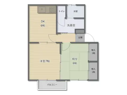 カーディナルS(2DK/2階)の間取り写真