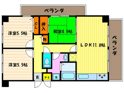 メゾン桂川(3LDK/5階)の間取り写真