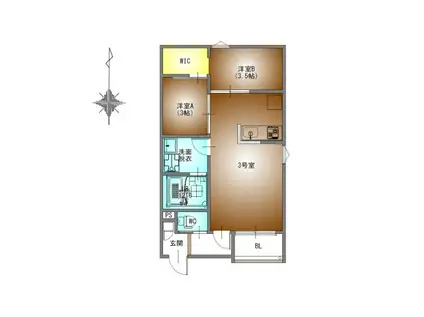 REGALEST金山2(2LDK/3階)の間取り写真